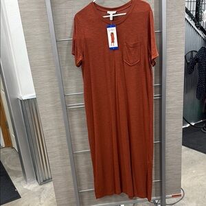 Jessica Simpson Brown Sheath Midi Dress Short Sleeve Crew Neck